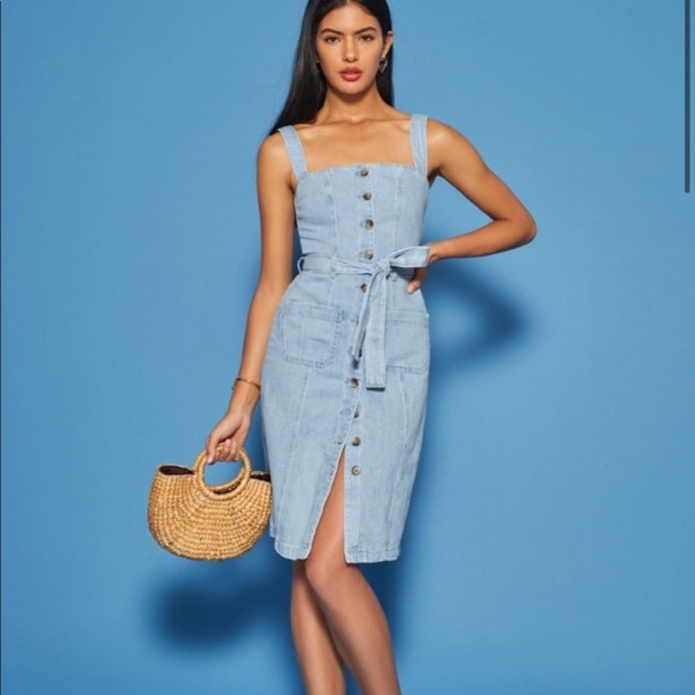 Reformation Farrah Organic Cotton Denim Dress